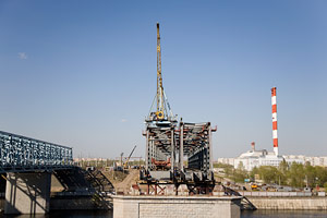 Строительство железнодорожного моста через р. Москву