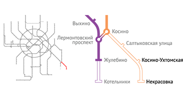 Станции Некрасовка и Лухмановская на схеме метро